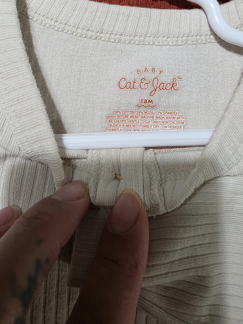 Cat & Jack Ribbed Long-Sleeve Bodysuits in Cream and Rust